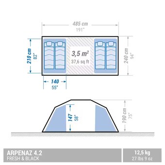 Rodinný prútový stan Arpenaz 4.2 F&B pre 4 osoby s 2 spálňam - 4