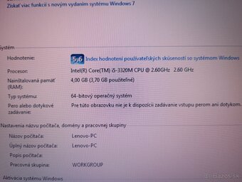 predám Lenovo thinkpad T530 , Intel i5 , 4gb ram , Windows 7 - 4