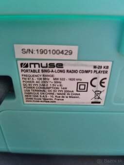 Muse | M-29KB | Prenosné rádio CD/MP3 s USB | 30 W - 4