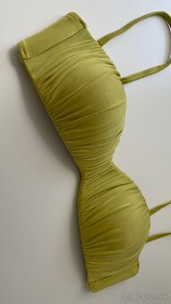 Calzedonia zelené satén bikini bandeau brazil Kendall XS - 4