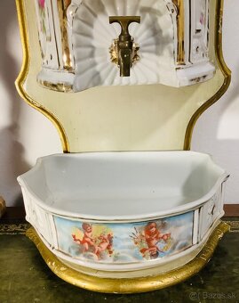 Starožitná nástěnná porcelánová fontána Francie - 4