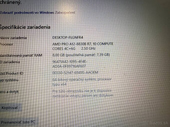 Predám nekompletný notebook Lenovo A475 na diely alebo doskl - 4