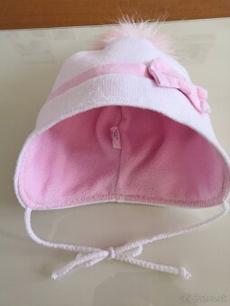 Zimná čiapka - biela s mašľou v.48-50 - 4