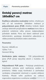 Detský penový matrac 160x80x7cm v ponuke už len 1ks - 4