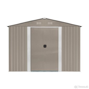 Záhradný domček kovový 3 x 3,7 m so sedlovou strechou hnedý - 4