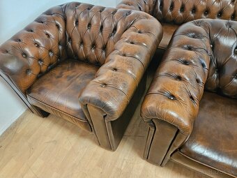 CHESTERFIELD ŠTÝL,KOŽENÁ 3+2+1,NEROZŤAHOVACIA - 4