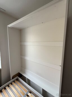 🛏️ Výklopná posteľ do steny (skriňová) – biela, lesklá - 4