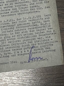 Nemecky dokument udelenie zlatého krízu wehrmacht,SS - 4