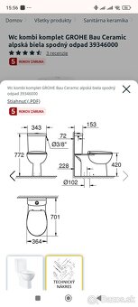 Wc záchod Grohe rimles komplet s wc doskou nove - 4