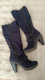 Vysoké zimné čižmy topánky po kolena 37 zateplené - 4