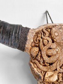Skull Art - Ručne vyrezávaná lebka vodného byvola 87cm - 4