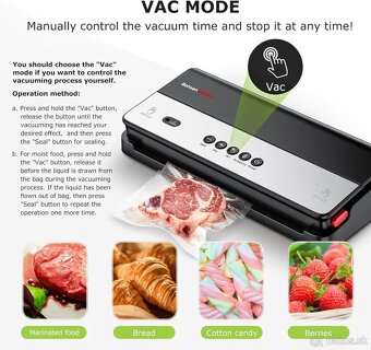 Bonsenkitchen vákuový tesniaci stroj, na vákuový tmel na suc - 4