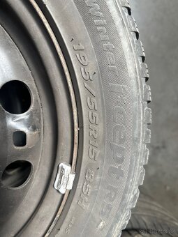 Plechove disky 5x100 r15 + pneu 195/55 r15 zimné - 4