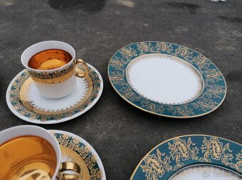 Predám zlato-tyrkysová porcelánová sada - 4
