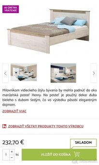 Predám posteľ Henry(biely dub)180x200 cm+2x rošty Primatex - 4