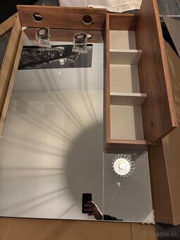 Kúpeľnové zrkadlo so skrinkou - zlatý dub - 4