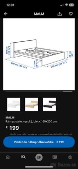 Ikea posteľ MALM s roštami 160x200 - 4