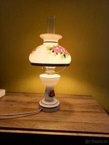 Starožitná porcelánová lampa - petrolejka na elektriku - 4