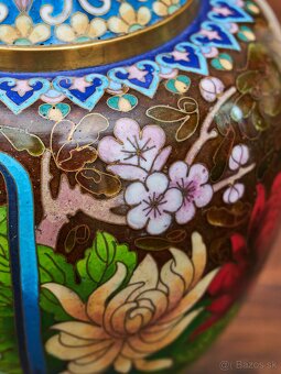 Cloisonné vázy – hnedé, ručne zdobené - 4