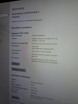 Predám Herný/Multimediálny Notebook Lenovo Ideapad Y700 - 4