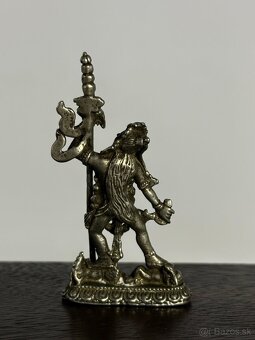 4 starožitné Tibetské bronzové sošky na originálnom drevenom - 4