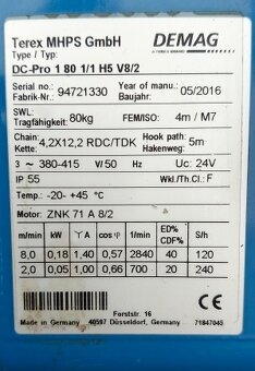 elektrický kladkostroj Demag 80 kg - top stav - 4