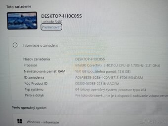 predám Dell Latitude 5410 ,16gb ram . Intel core i5 ,, ssd - 4
