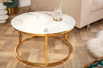 Konferenčný stolík 2 ks - 60 a 80cm mramorový vzhľadľad - 4