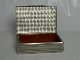 Art deco kazeta - striebrená Alpacca dekor jemná linka - 4