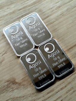 Strieborné tehličky Agosi 50g, 999. - 4