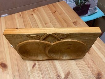 Predam rucne vyrezavanu dvojitu misu-drevo lipa - 4