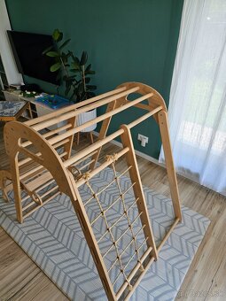 Drevena detská preliezka + montessori hojdacka - 4