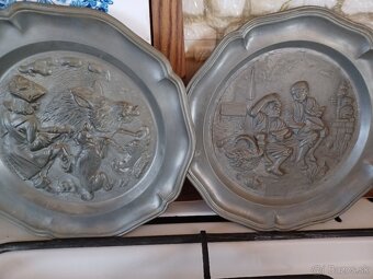Predám staré cínové lyžice taniere porcelánové hodiny obrazy - 4