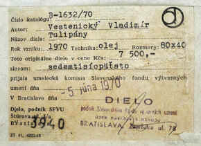 Vestenický Vladimír, Tulipány, 1970, olej na lepenke - 4