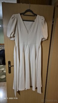 Kremove midi šaty s balonovymi rukavmi mia dresses XXXL - 4