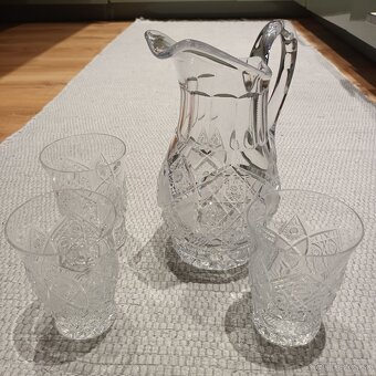 Brúsené sklo Bohemia Crystal - džbán + poháre - 4
