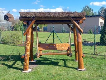 Drevená hojdačka. Dubová hojdačka. Záhradný nábytok. - 4