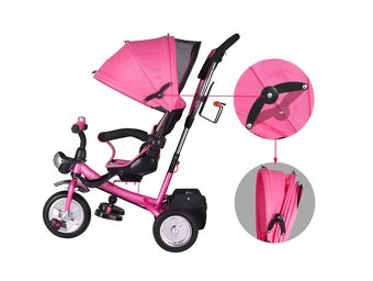 Detská trojkolka so strieškou - ružová a modrá - 4