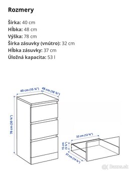 Komoda s 3 zásuvkami MALM Ikea - 4