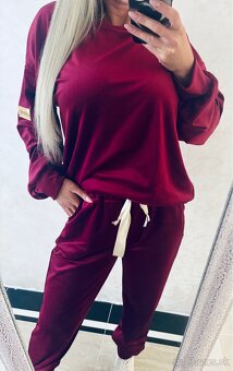 Damska talianska velurova suprava bordo - 4