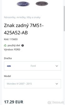 Znak Ford Emblém predný zadný nový - 4