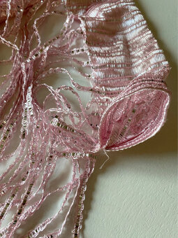 šnúrkový záves ružovo-strieborný - 4