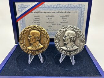 Slovenský štát - Andrej Hlinka medaila 50 mm sada Ihriský Ag - 4