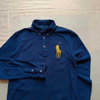 Vintage y2k Ralph Lauren modrá polokošeľa s dlhým rukávom M - 4