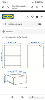 Na predaj 2ks nočný stolík MALM IKEA - 4