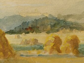 Obraz Tomáš Hrdinka, žně s hradem 1942, 47x57 - 4