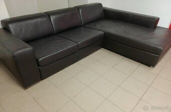 Kožená POLOROSKLADACIA sedacia súprava -TOP, ako NOVÁ - 4