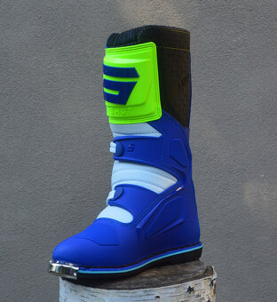 SHOT topánky boty MX čižmy, modro žlté fluo - 4