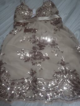 Zlaté koktejlové šaty xs/s - 4