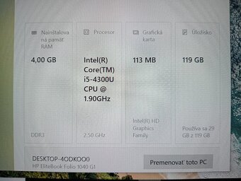 predám HP ELITEBOOK FOLIO 1040 G1 , WINDOWS 10 - 4